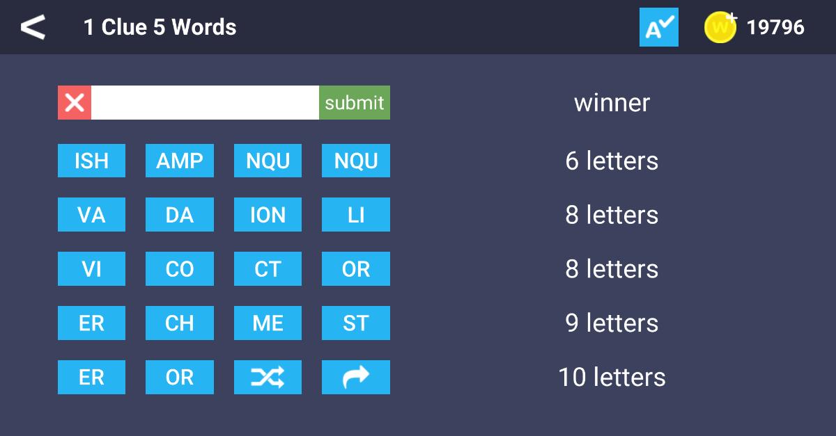 1 Clue 5 Words