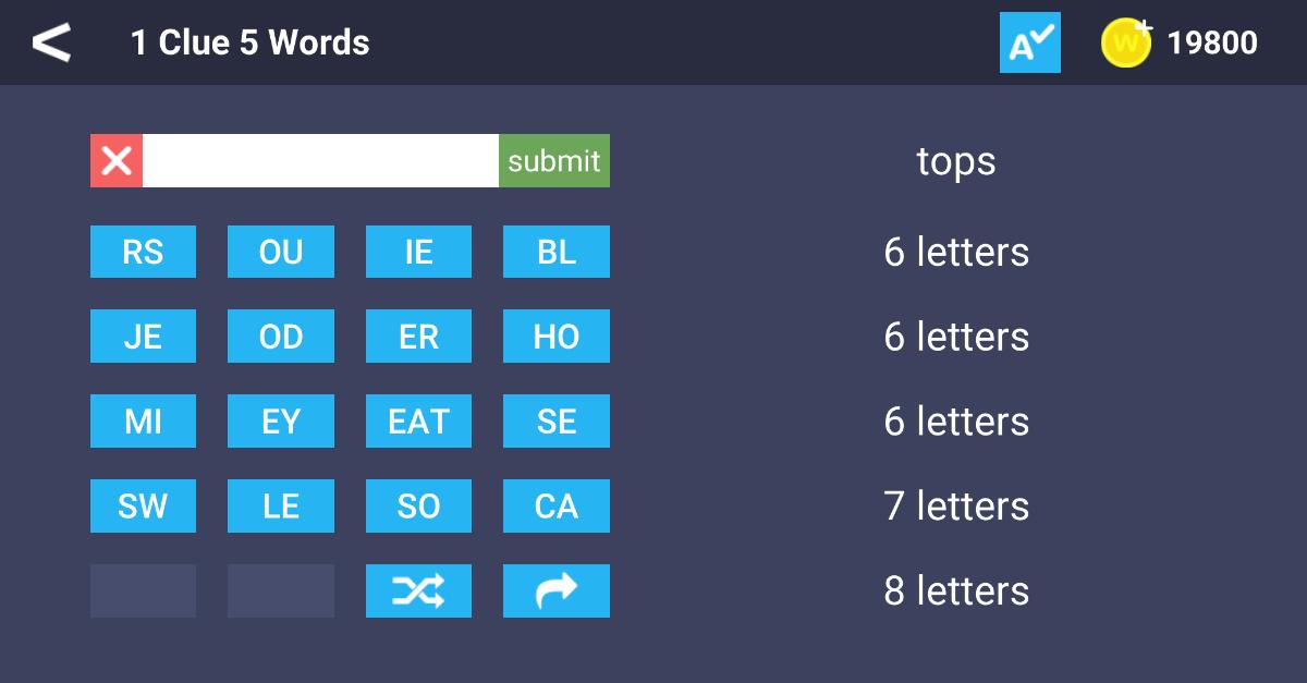 1 Clue 5 Words