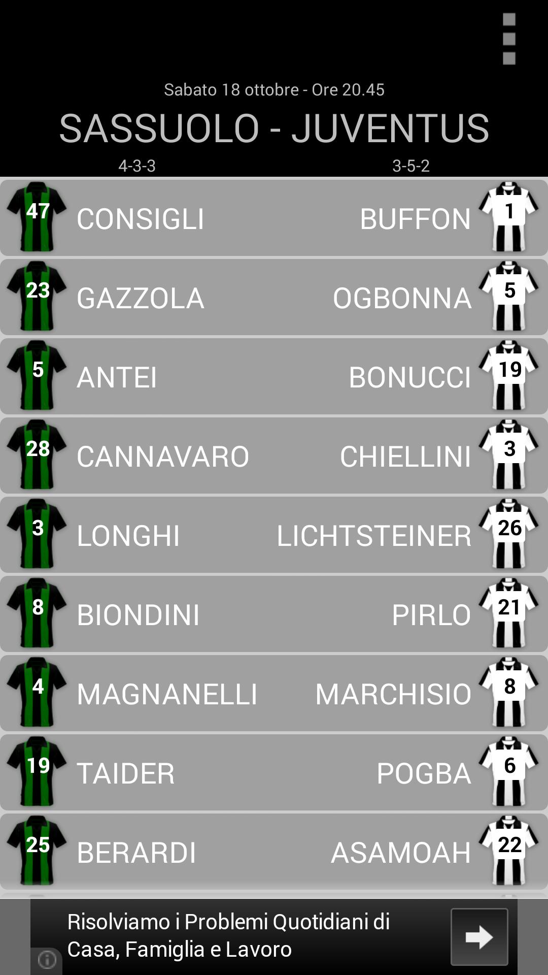 Formazioni Probabili Calcio A