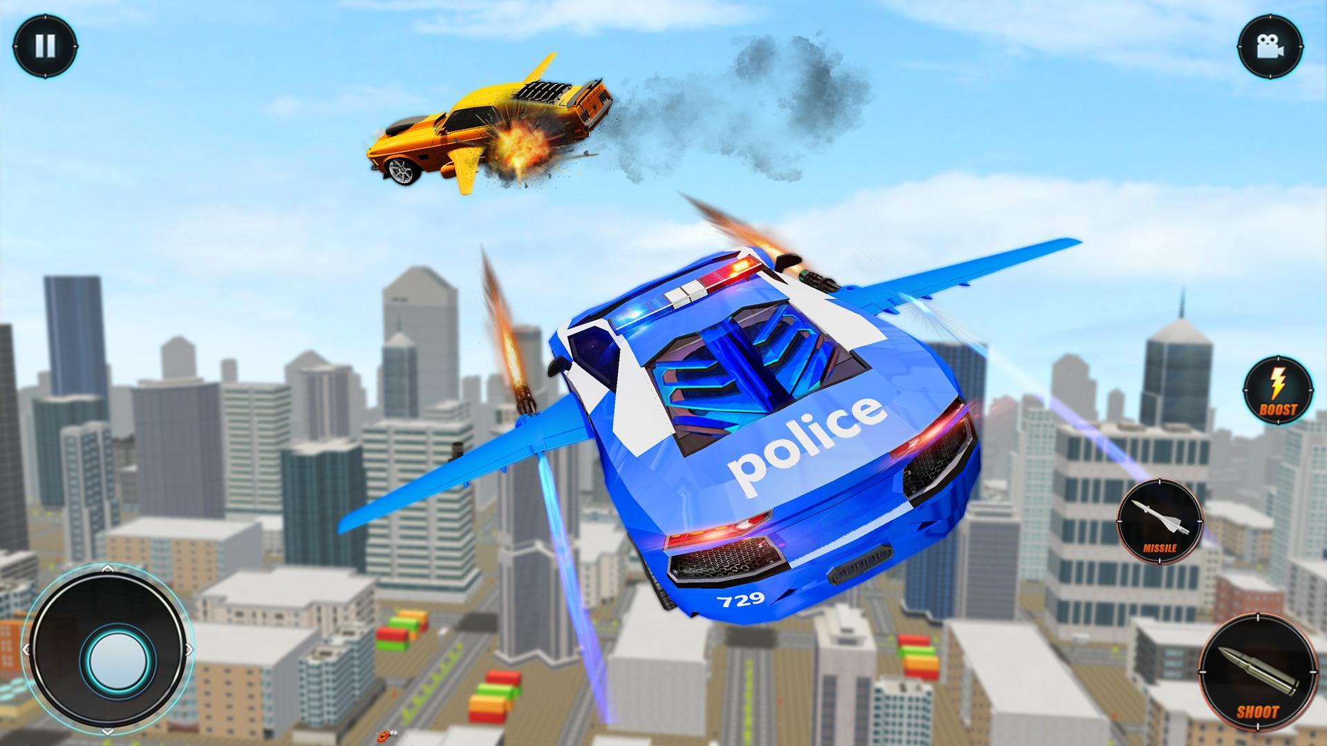 Police Flying Car Transform Robot Shooting Games