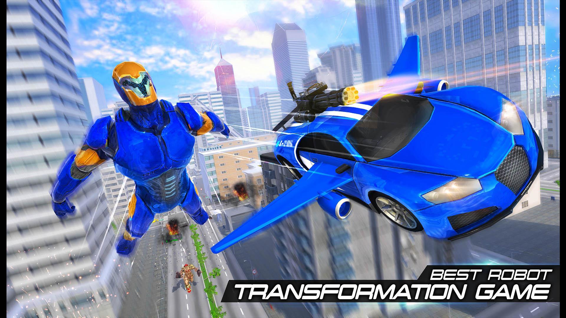 Police Flying Car Transform Robot Shooting Games
