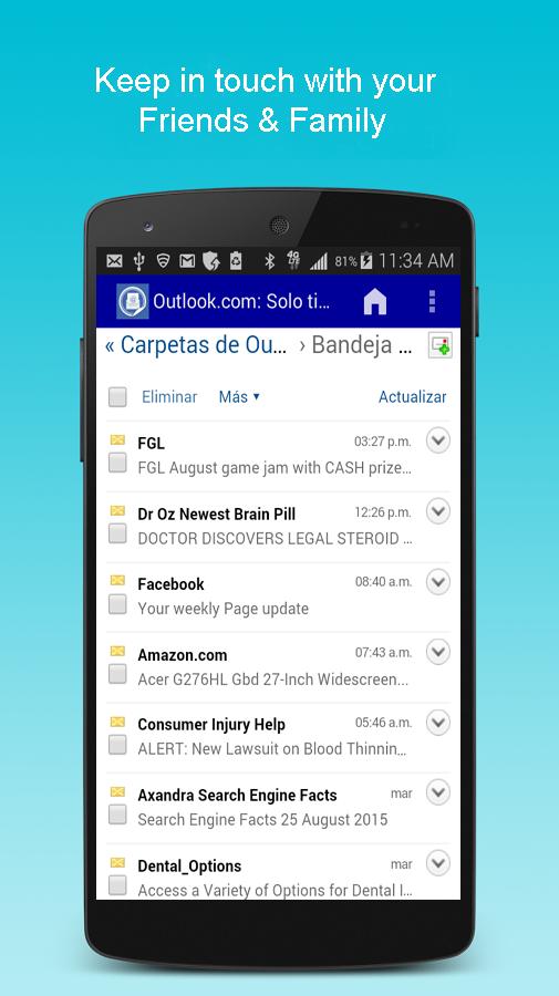 Connect to hotmail email app