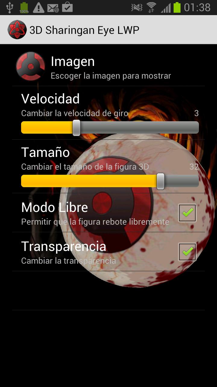 3D Sharingan eye LWP
