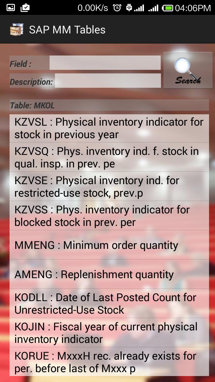 SAP MM Tables