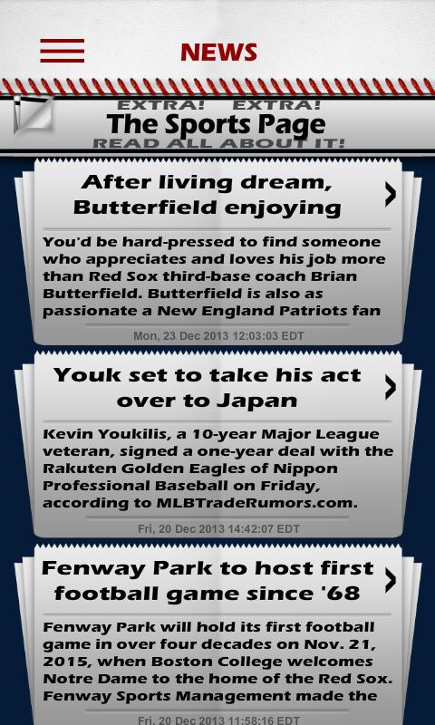 Baseball Pocket Sked - Red Sox