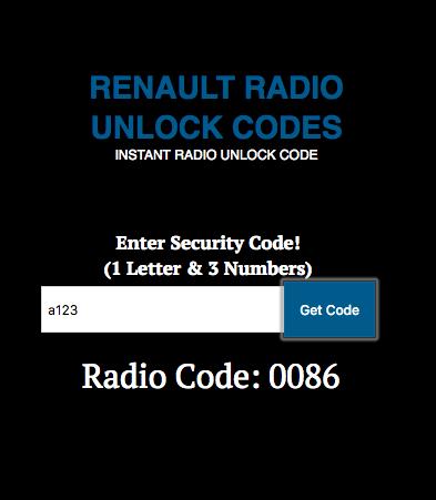 Renault Radio Codes Unlock Generator Free