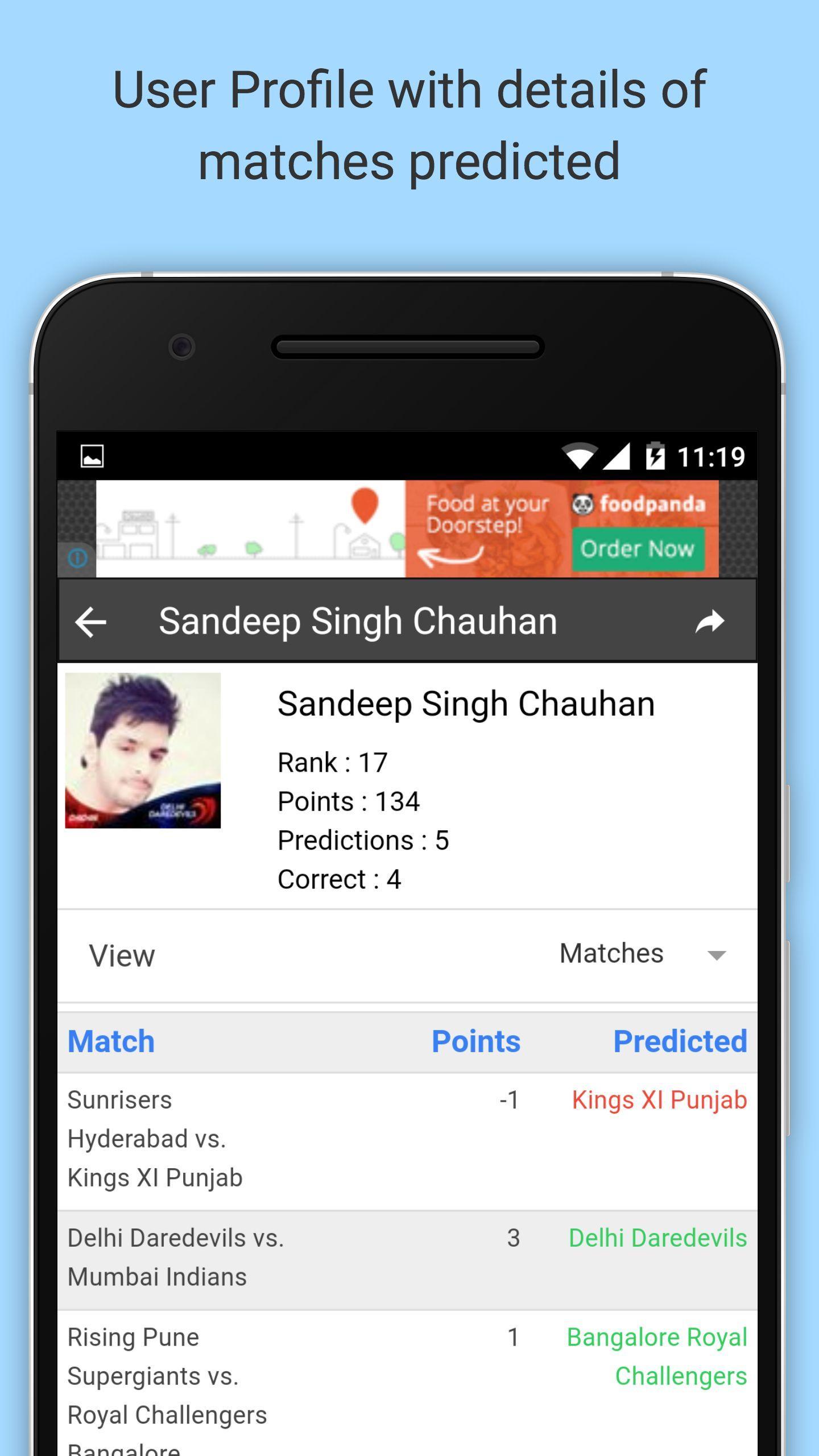 Prediction Game for I.P.L 2016