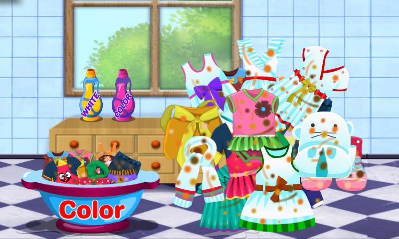 Laundry Girl Washing Clothes